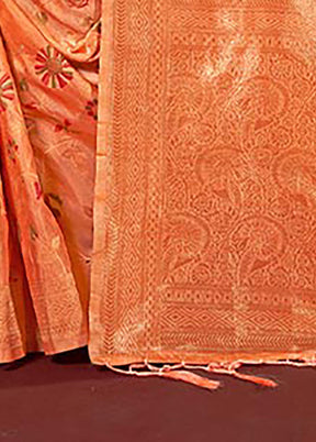 Orange Spun Silk Saree With Blouse Piece - Indian Silk House Agencies