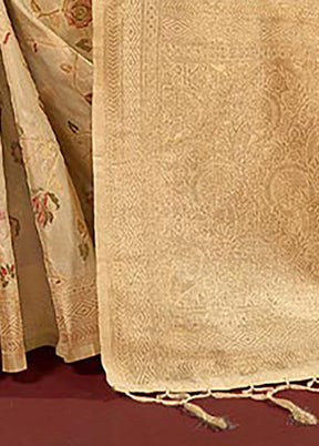 Cream Spun Silk Saree With Blouse Piece - Indian Silk House Agencies