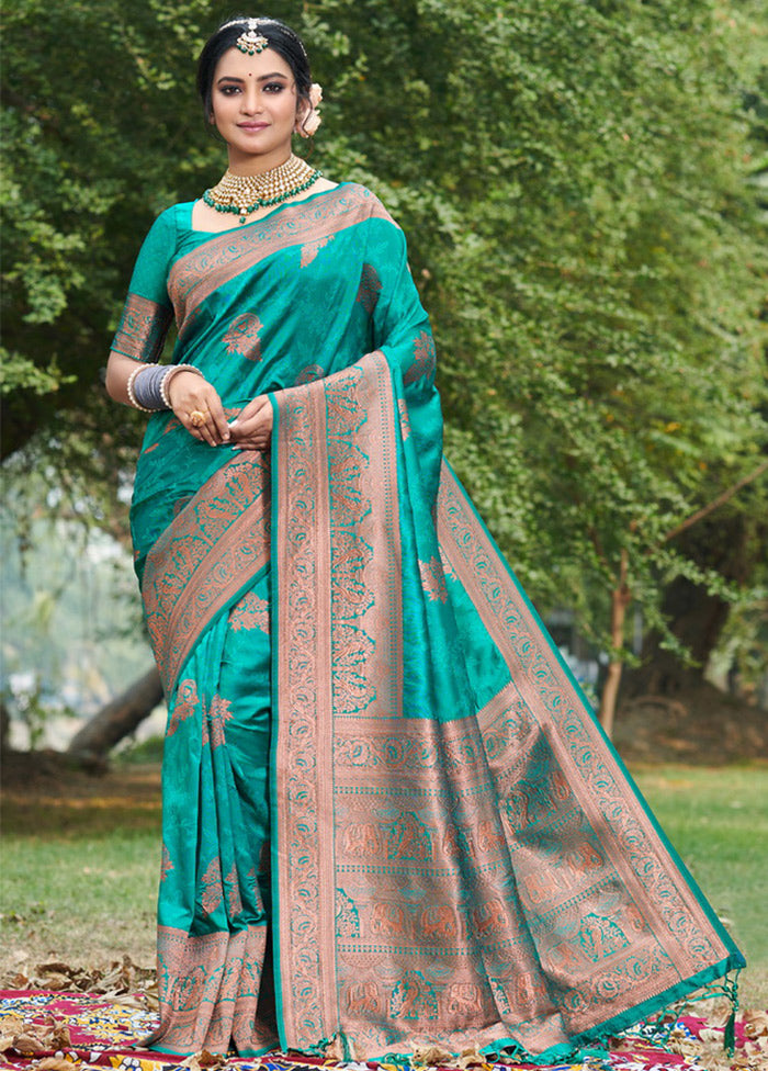 Sky Blue Spun Silk Saree With Blouse Piece - Indian Silk House Agencies