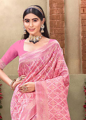 Pink Cotton Saree With Blouse Piece - Indian Silk House Agencies