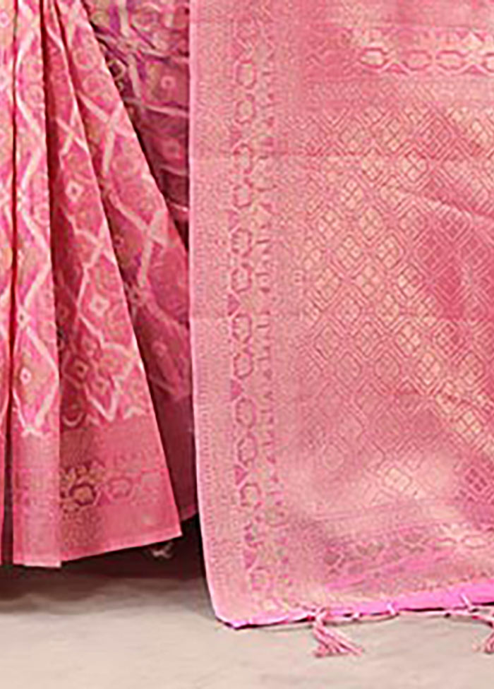 Pink Cotton Saree With Blouse Piece - Indian Silk House Agencies