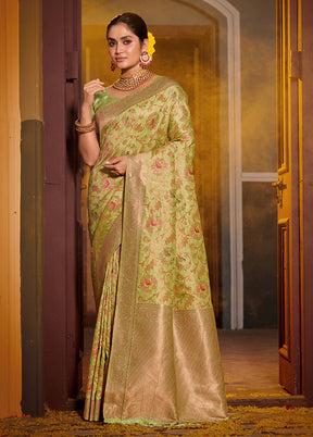 Light Green Spun Silk Saree With Blouse Piece - Indian Silk House Agencies