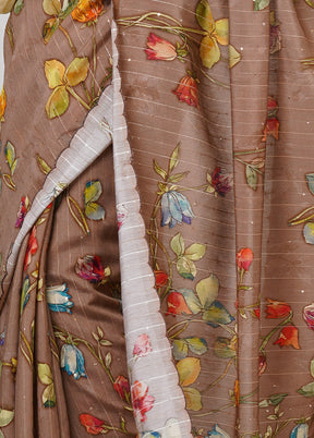Brown Pure Silk Saree With Blouse Piece - Indian Silk House Agencies