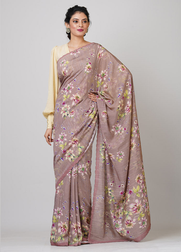 Grey Silk Saree With Blouse Piece - Indian Silk House Agencies