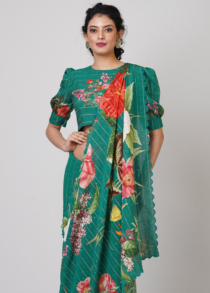 Green Pure Silk Saree With Blouse Piece - Indian Silk House Agencies