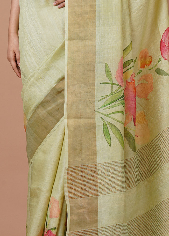 Mint Green Pure Silk Saree With Blouse Piece - Indian Silk House Agencies