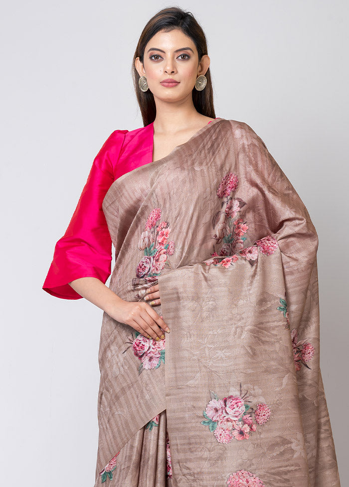 Brown Silk Saree With Blouse Piece - Indian Silk House Agencies