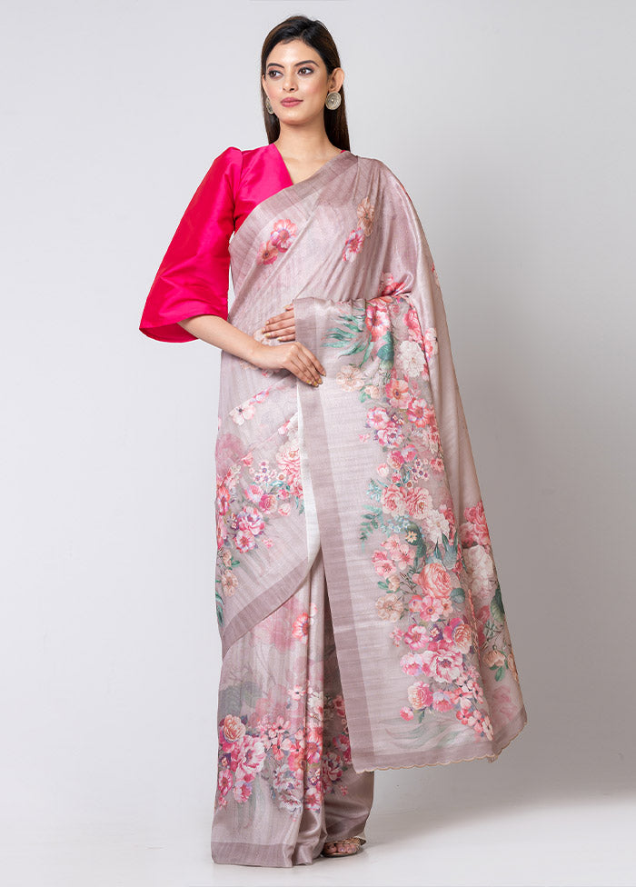 Silver Silk Saree With Blouse Piece - Indian Silk House Agencies