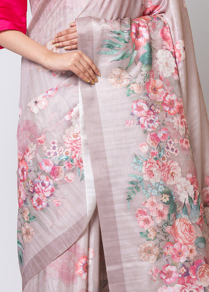Silver Silk Saree With Blouse Piece - Indian Silk House Agencies