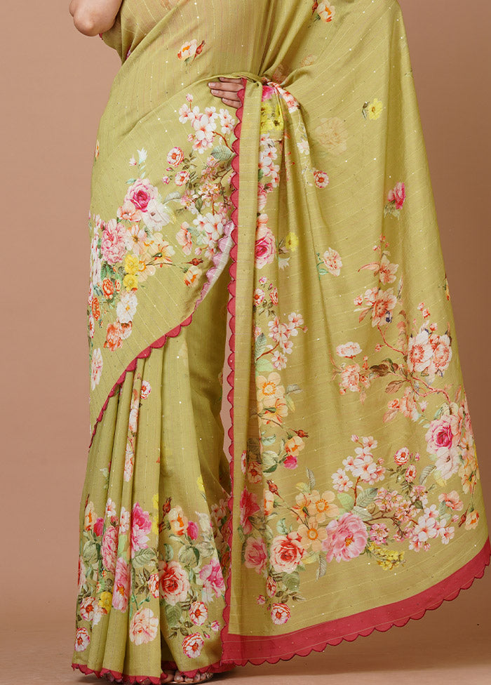 Yellow Silk Saree With Blouse Piece - Indian Silk House Agencies