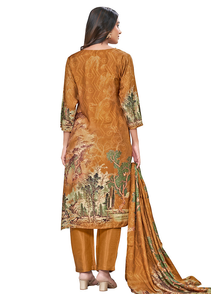 2 Pc Brown Readymade Silk Kurti Set - Indian Silk House Agencies