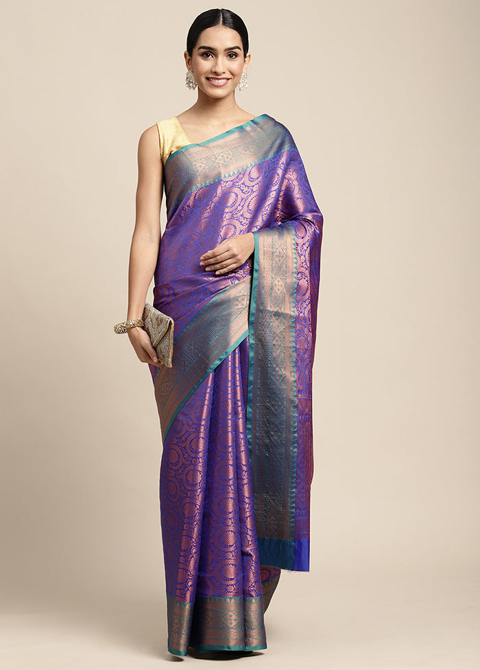 Purple Dupion Silk Saree With Blouse Piece - Indian Silk House Agencies