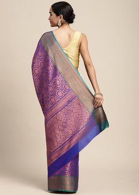 Purple Dupion Silk Saree With Blouse Piece - Indian Silk House Agencies