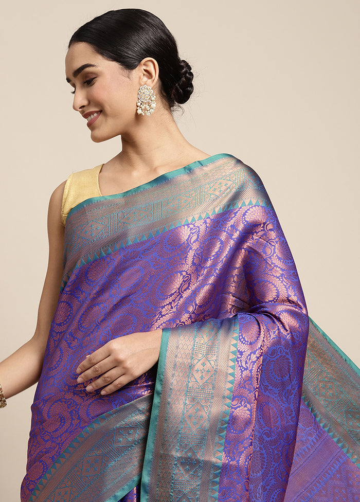 Purple Dupion Silk Saree With Blouse Piece - Indian Silk House Agencies