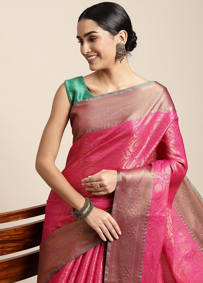 Pink Dupion Silk Saree With Blouse Piece - Indian Silk House Agencies