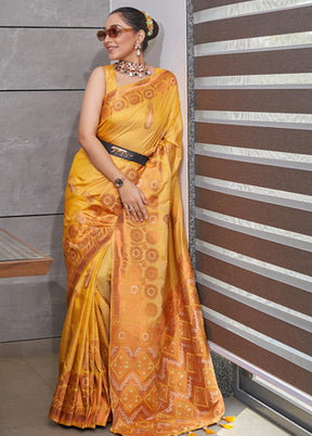 Yellow Zari Woven Spun Silk Saree With Blouse - Indian Silk House Agencies