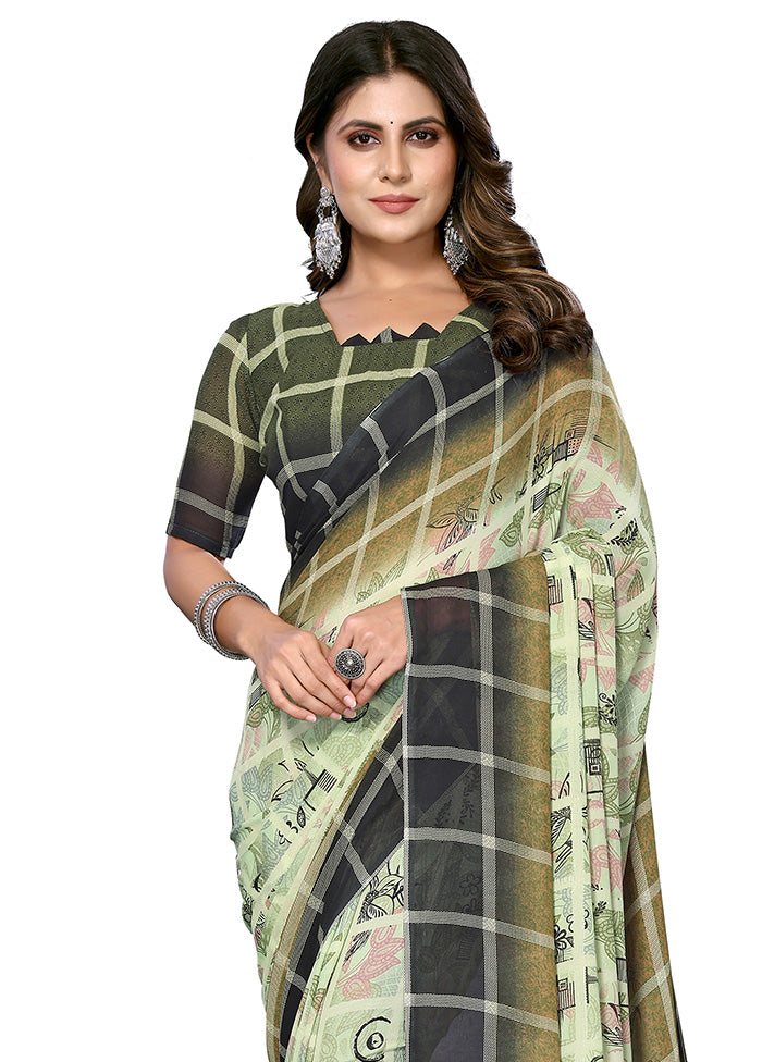 Green Silk Saree With Blouse Piece - Indian Silk House Agencies