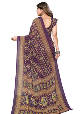 Purple Silk Saree With Blouse Piece - Indian Silk House Agencies