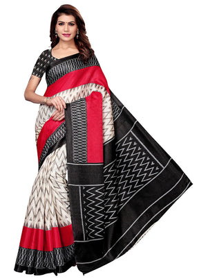 Black Dupion Silk Saree With Blouse Piece - Indian Silk House Agencies