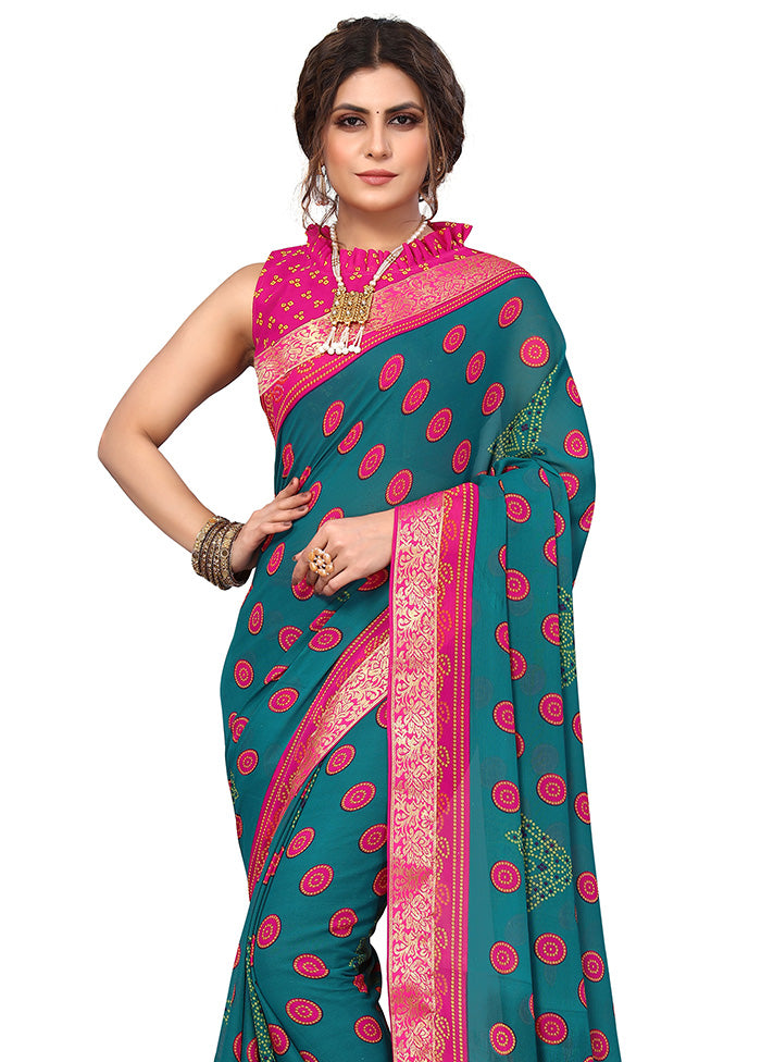 Rama Georgette Saree With Blouse Piece - Indian Silk House Agencies