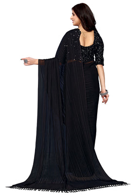 Black Georgette Saree With Blouse Piece - Indian Silk House Agencies