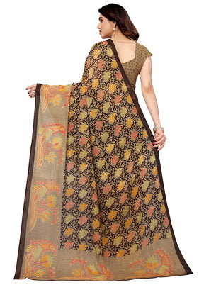 Brown Spun Silk Saree With Blouse Piece - Indian Silk House Agencies