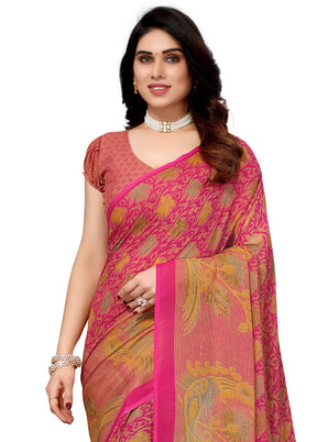 Pink Spun Silk Saree With Blouse Piece - Indian Silk House Agencies