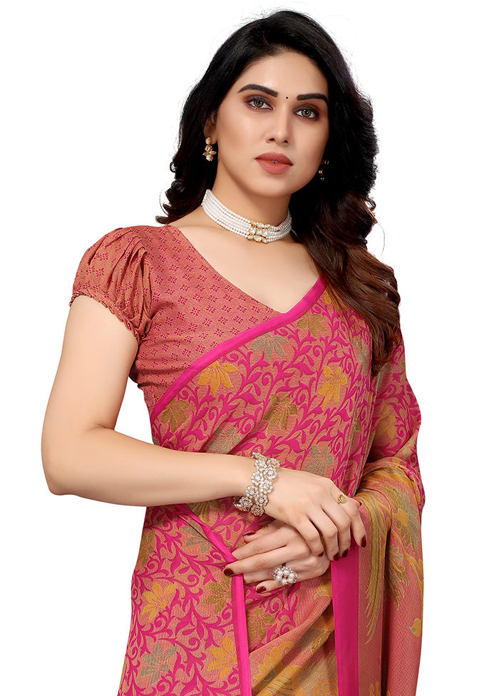 Pink Spun Silk Saree With Blouse Piece - Indian Silk House Agencies