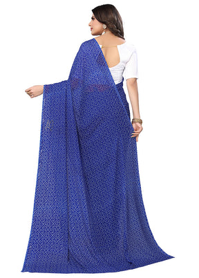 Blue Georgette Saree With Blouse Piece - Indian Silk House Agencies