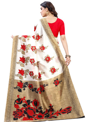 Red Spun Silk Woven Saree With Blouse Piece - Indian Silk House Agencies