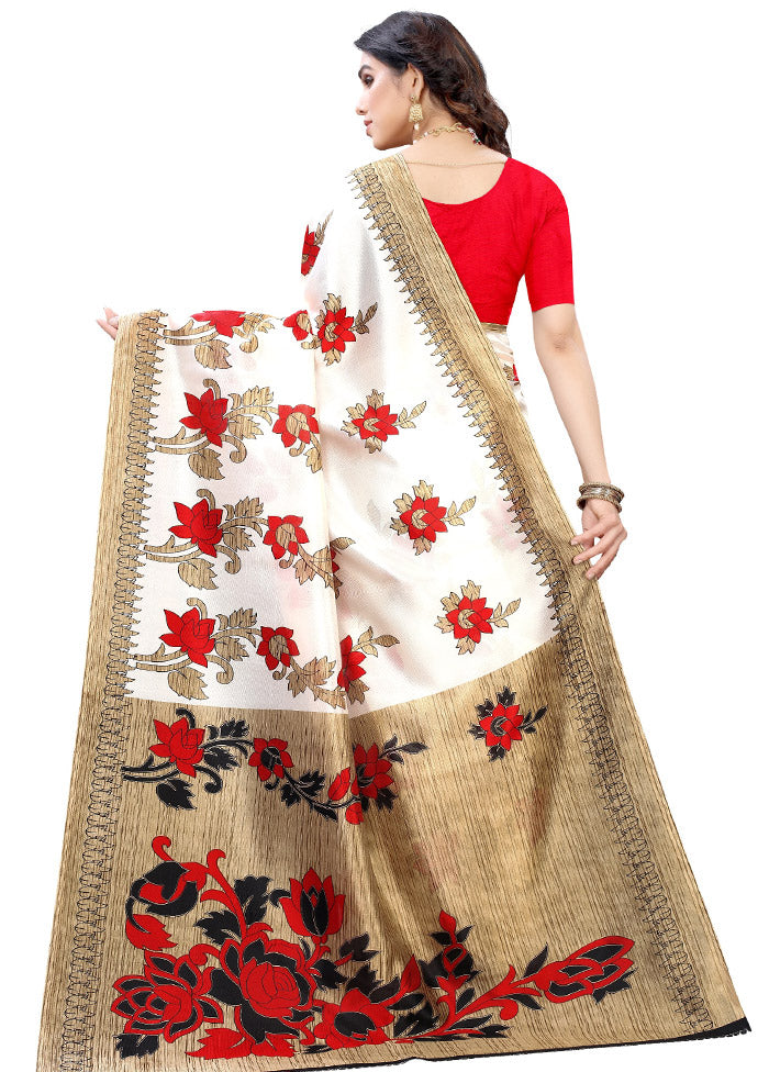 Red Spun Silk Woven Saree With Blouse Piece - Indian Silk House Agencies