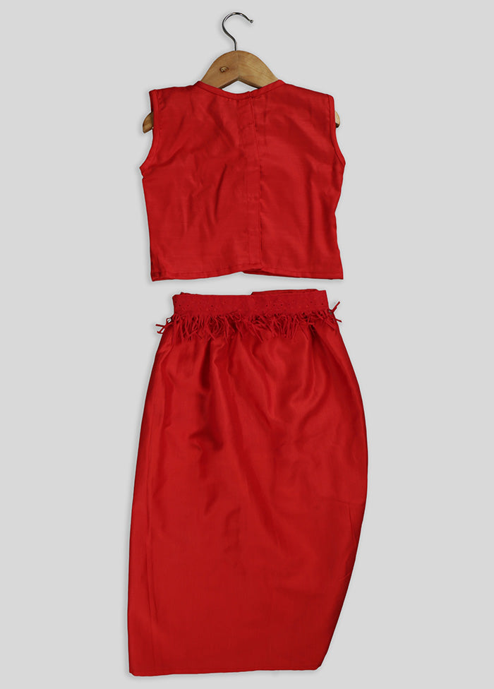 Red Skirt And Top With Jacket - Indian Silk House Agencies
