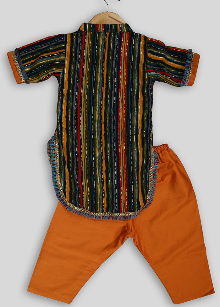 Multicoloured Kurti and Rust Pant for Girls - Indian Silk House Agencies