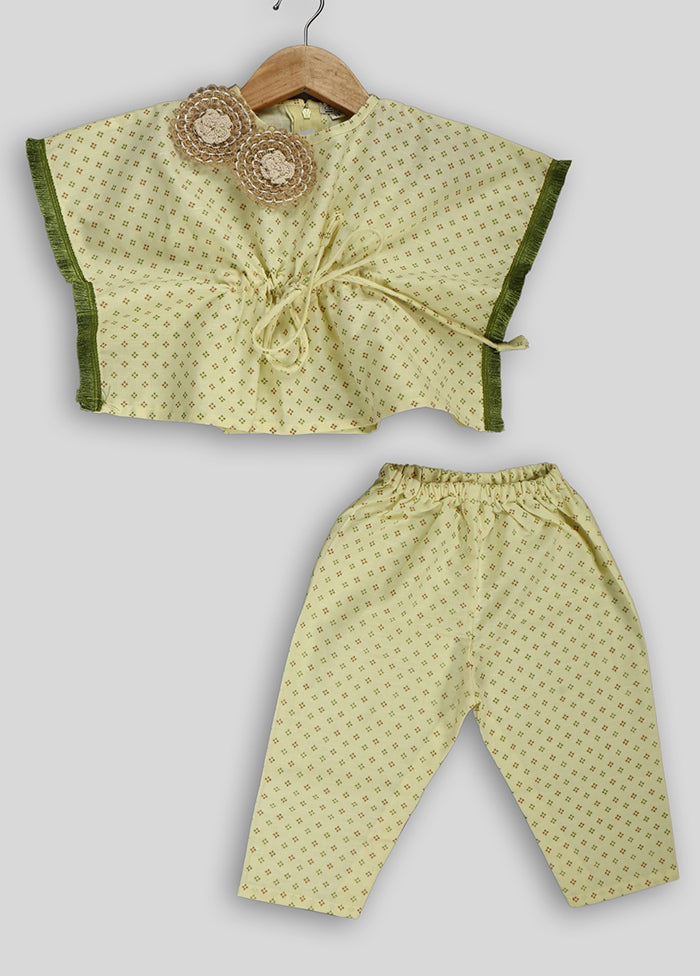 Yellow Kaftan Top And Pant Set For Girls - Indian Silk House Agencies