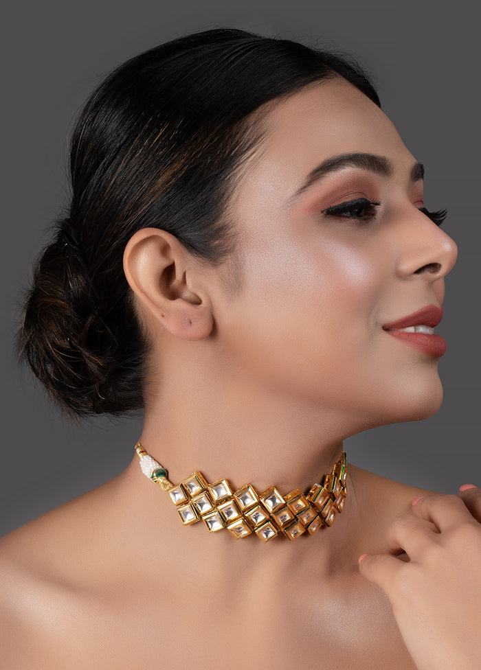 Gold Tone Handcrafted Kundan Choker - Indian Silk House Agencies