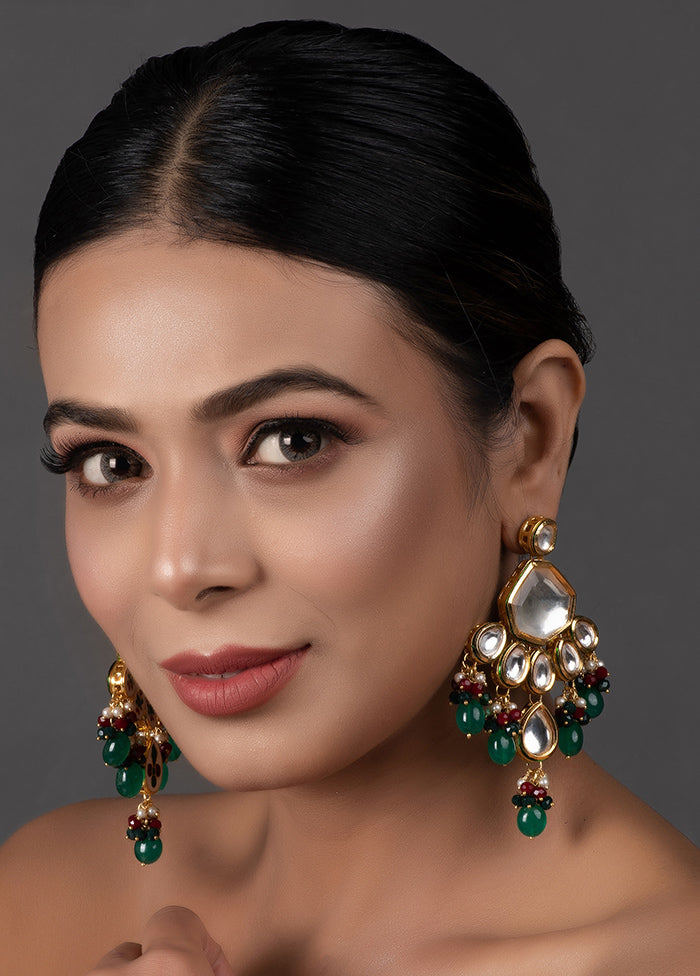 Handcrafted Emerald Ruby Gold Tone Kundan Earrings - Indian Silk House Agencies