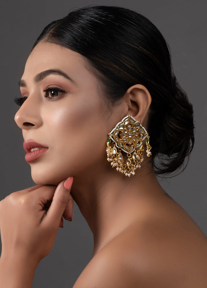 Handcrafted Gold Tone Kundan Earrings - Indian Silk House Agencies