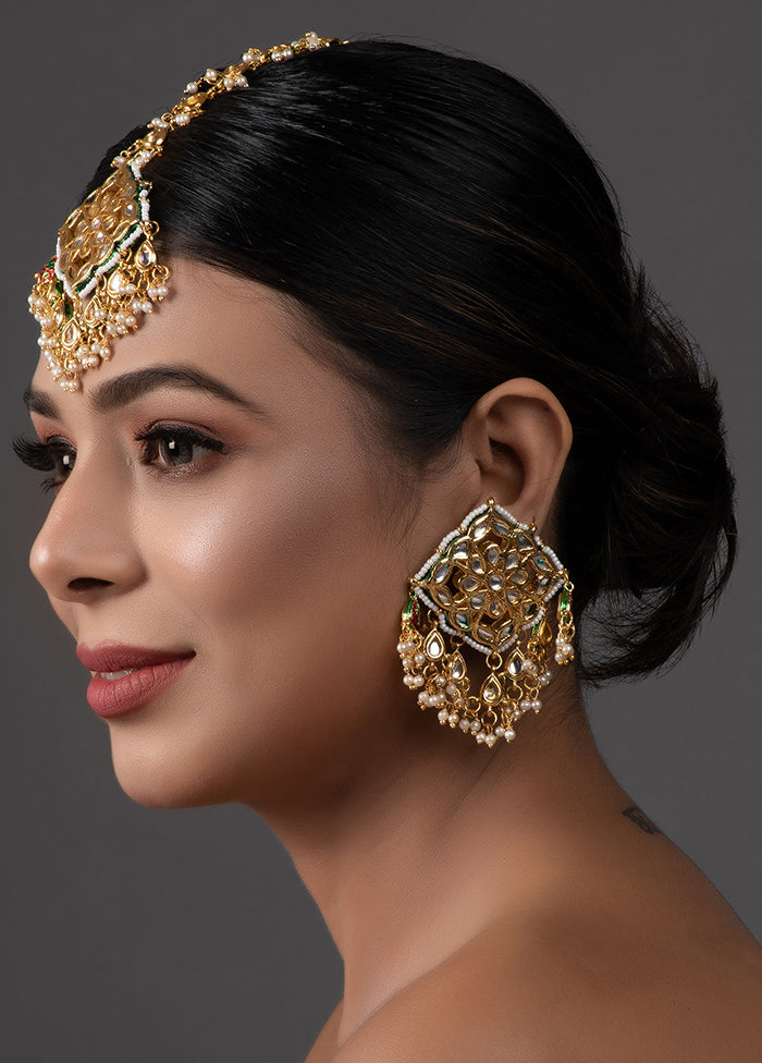 Gold Tone Kundan Mangtika With Earrings - Indian Silk House Agencies
