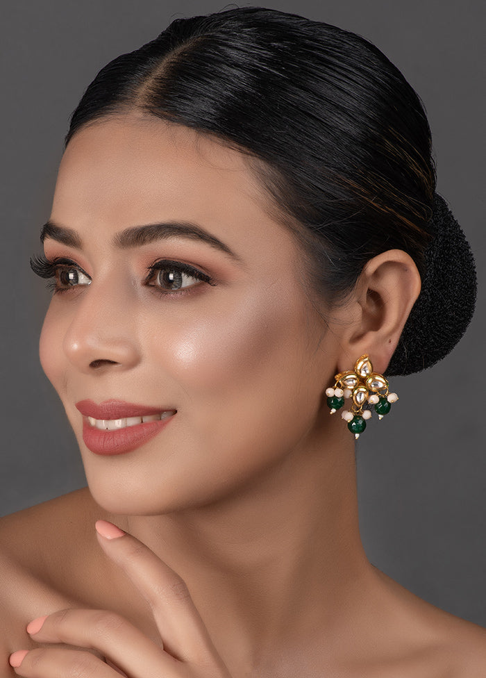 Green Beaded Kundan Inspired Earrings - Indian Silk House Agencies
