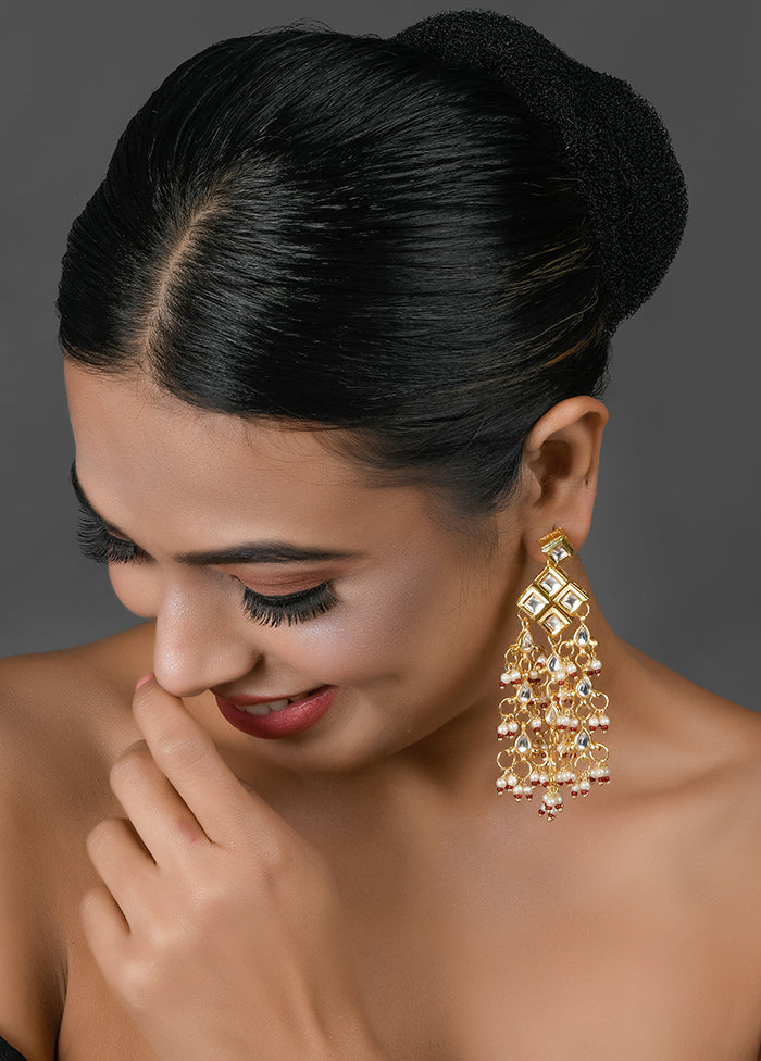 Kundan Drop Tassled Earrings - Indian Silk House Agencies