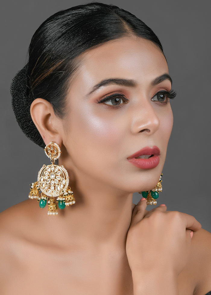 Floral Kundan Earrings With Hanging Jhumki - Indian Silk House Agencies