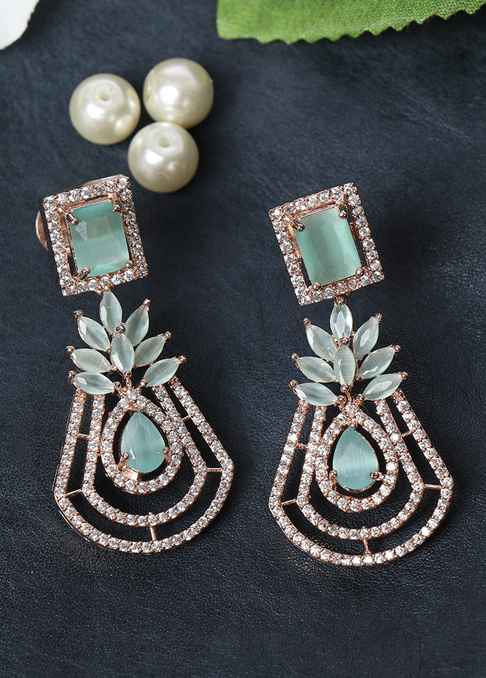 Turquoise Plated Crescent Shaped Drop Earrings - Indian Silk House Agencies