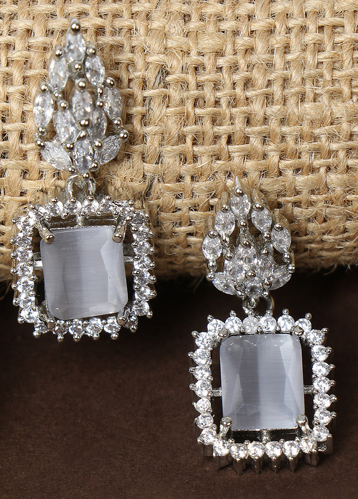 Grey Silver Plated Square Studs Earring - Indian Silk House Agencies