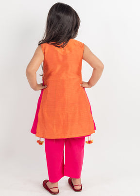Rust Silk Suit Set For Girls - Indian Silk House Agencies