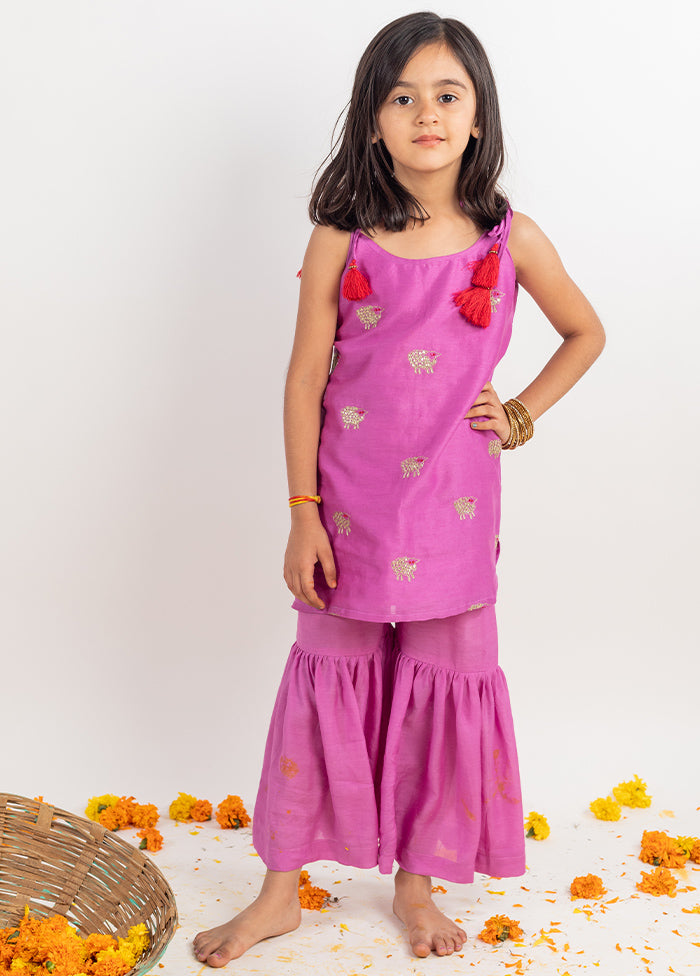 Violet Silk Suit Set For Girls - Indian Silk House Agencies