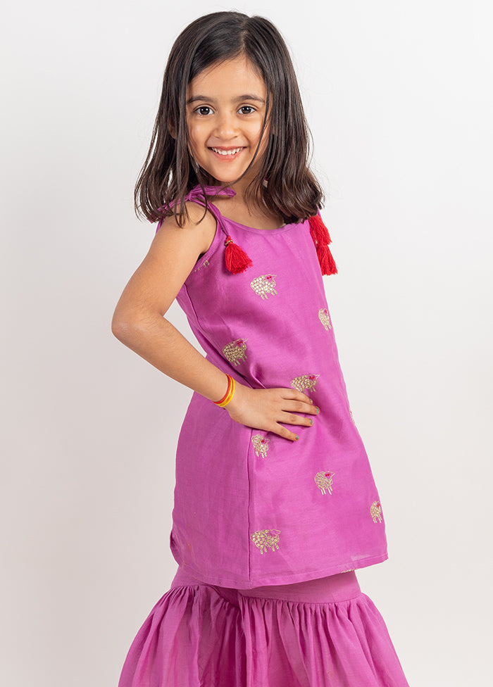Violet Silk Suit Set For Girls - Indian Silk House Agencies