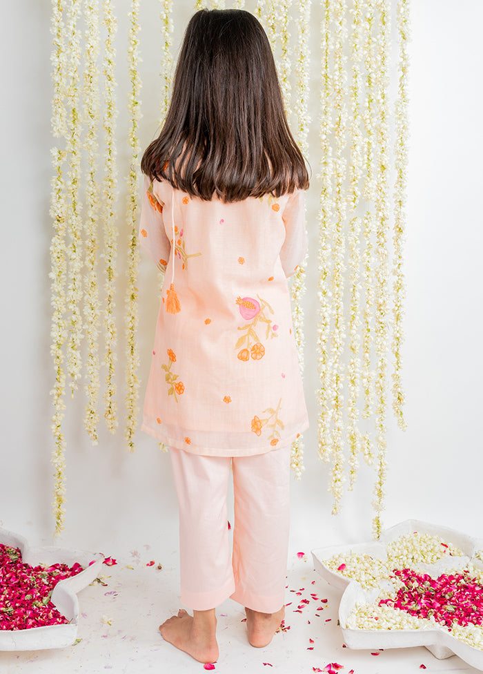 Peach Silk Suit Set For Girls - Indian Silk House Agencies