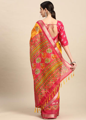 Yellow Cotton Saree With Blouse Piece - Indian Silk House Agencies