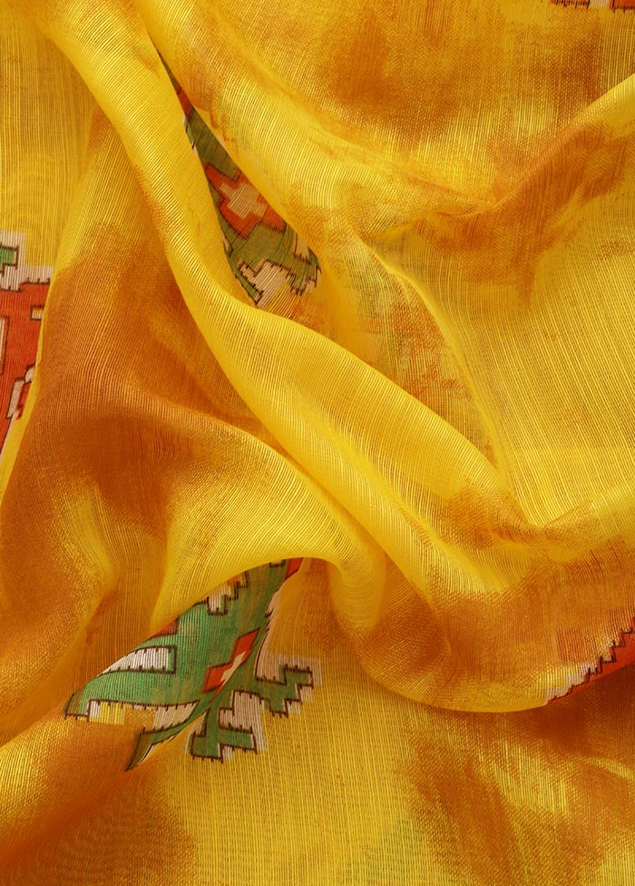 Yellow Cotton Saree With Blouse Piece - Indian Silk House Agencies