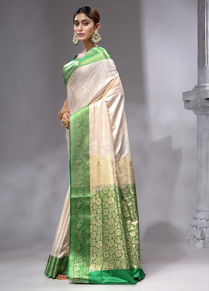 White Cotton Saree With Blouse Piece - Indian Silk House Agencies